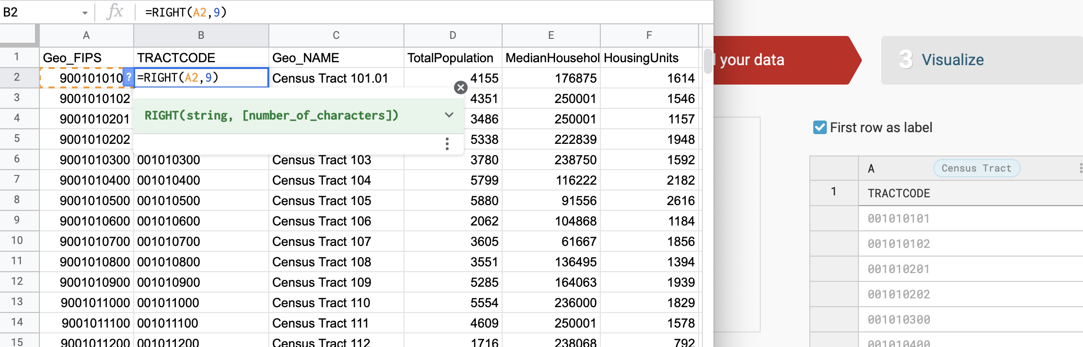 The =RIGHT formula converts numbers to text, and keeps only the desired number of characters when counting from the right side.