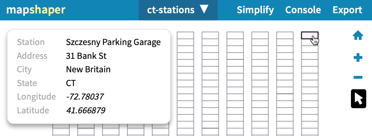 Use the inspect features arrow tool to confirm that each CSV cell contains Latitude and Longitude columns.