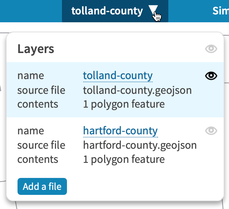 Two separate map layers have been imported into Mapshaper.